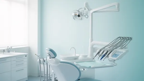 Nowoczesny gabinet ortodontyczny z fotelem i sprzętem dentystycznym