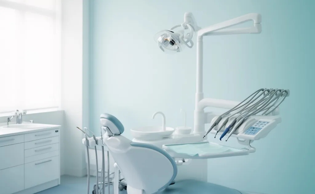 Nowoczesny gabinet ortodontyczny z fotelem i sprzętem dentystycznym