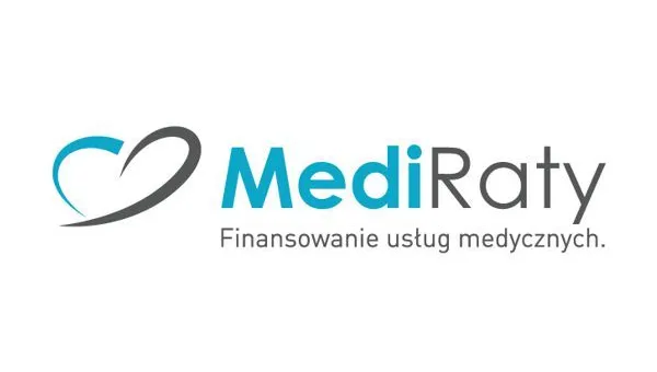 Logo MediRaty z ikoną serca i hasłem finansowanie usług medycznych